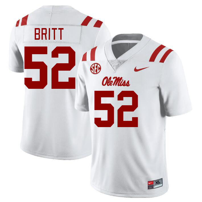 Ole Miss Rebels #52 Christian Britt College Football Jerseyes Stitched Sale-White
